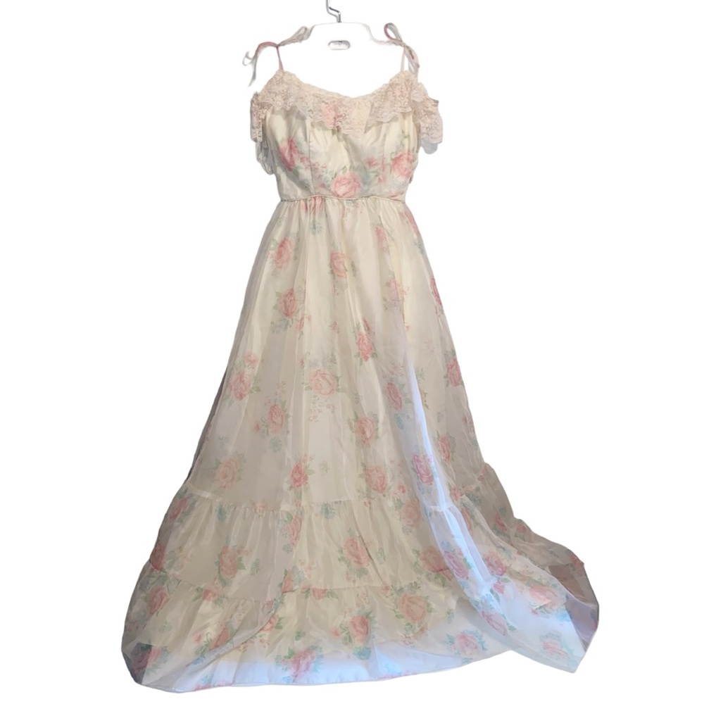Vintage Dress Womens XXS 23” Waist Maxi Gown Feminine Victorian Romantic Fairy